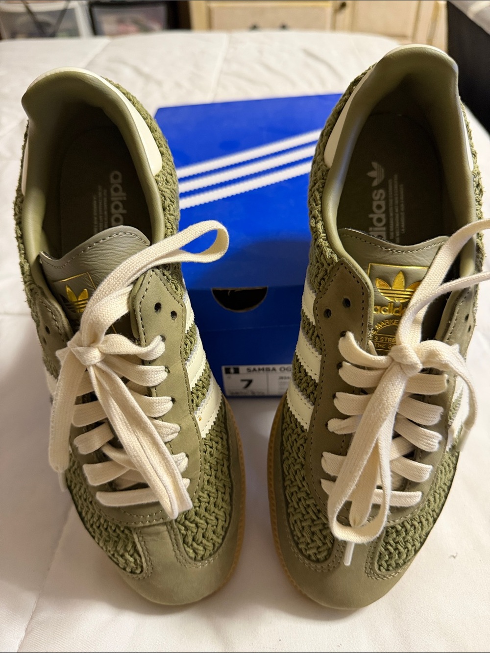 adidas Samba OG Sneakers in Olive Green and White